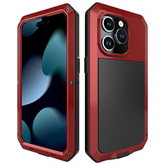Luxury Aluminum Metal Cover Case 360 Degrees HJ1 for Apple iPhone 14 Pro Max Red