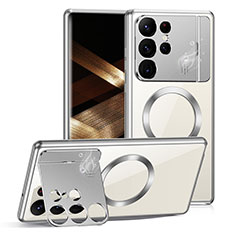 Luxury Aluminum Metal Cover Case 360 Degrees LK1 for Samsung Galaxy S22 Ultra 5G Silver