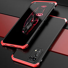 Luxury Aluminum Metal Cover Case 360 Degrees M01 for Oppo Find X3 Lite 5G Red and Black