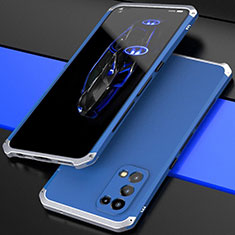 Luxury Aluminum Metal Cover Case 360 Degrees M01 for Oppo Find X3 Lite 5G Silver and Blue