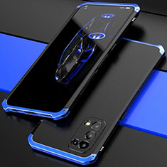 Luxury Aluminum Metal Cover Case 360 Degrees M01 for Oppo Reno5 5G Blue and Black