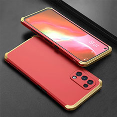 Luxury Aluminum Metal Cover Case 360 Degrees M02 for Oppo Find X3 Lite 5G Gold and Red