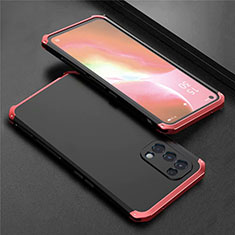 Luxury Aluminum Metal Cover Case 360 Degrees M02 for Oppo Find X3 Lite 5G Red and Black