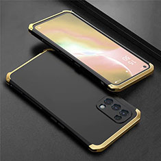 Luxury Aluminum Metal Cover Case 360 Degrees M02 for Oppo Reno5 5G Gold and Black
