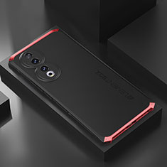 Luxury Aluminum Metal Cover Case 360 Degrees P01 for Huawei Honor 90 Pro 5G Red and Black