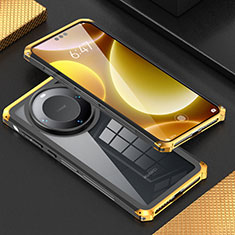 Luxury Aluminum Metal Cover Case 360 Degrees P01 for Huawei Mate 60 Pro Gold and Black