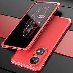 Luxury Aluminum Metal Cover Case 360 Degrees P01 for Huawei P50 Pro Red