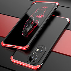 Luxury Aluminum Metal Cover Case 360 Degrees P01 for Huawei P50 Pro Red and Black
