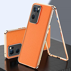 Luxury Aluminum Metal Cover Case 360 Degrees P01 for Oppo Reno7 SE 5G Orange