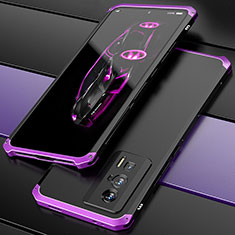 Luxury Aluminum Metal Cover Case 360 Degrees P01 for Xiaomi Poco F5 Pro 5G Purple