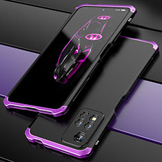 Luxury Aluminum Metal Cover Case 360 Degrees P01 for Xiaomi Redmi Note 11 Pro+ Plus 5G Purple
