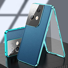 Luxury Aluminum Metal Cover Case 360 Degrees P02 for Oppo Reno8 Pro+ Plus 5G Blue