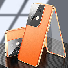 Luxury Aluminum Metal Cover Case 360 Degrees P02 for Oppo Reno9 5G Orange