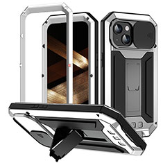 Luxury Aluminum Metal Cover Case 360 Degrees RJ3 for Apple iPhone 14 Plus Silver