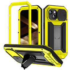 Luxury Aluminum Metal Cover Case 360 Degrees RJ3 for Apple iPhone 15 Plus Yellow
