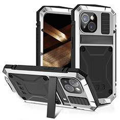 Luxury Aluminum Metal Cover Case 360 Degrees RJ4 for Apple iPhone 14 Plus Silver