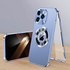 Luxury Aluminum Metal Cover Case 360 Degrees with Mag-Safe Magnetic P01 for Apple iPhone 13 Pro Max Blue