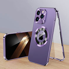 Luxury Aluminum Metal Cover Case 360 Degrees with Mag-Safe Magnetic P01 for Apple iPhone 13 Pro Max Purple