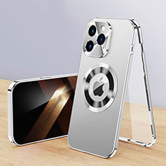 Luxury Aluminum Metal Cover Case 360 Degrees with Mag-Safe Magnetic P01 for Apple iPhone 13 Pro Max Silver