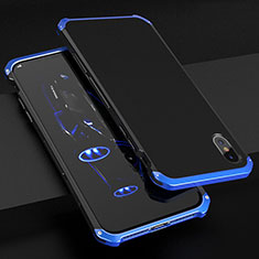 Luxury Aluminum Metal Cover Case for Apple iPhone X Blue and Black