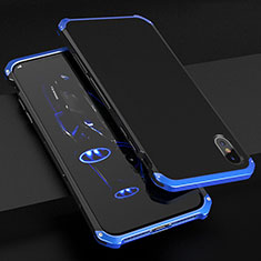 Luxury Aluminum Metal Cover Case for Apple iPhone Xs Blue and Black