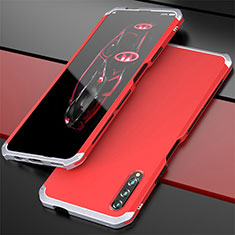 Luxury Aluminum Metal Cover Case for Huawei P Smart Pro (2019) Silver and Red