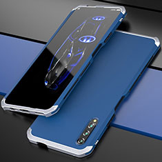 Luxury Aluminum Metal Cover Case for Huawei Y9s Silver and Blue