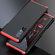 Luxury Aluminum Metal Cover Case for Oppo Reno3 Pro Red and Black