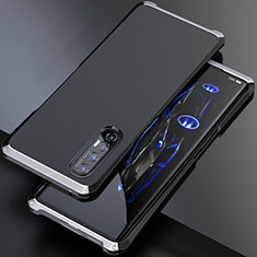 Luxury Aluminum Metal Cover Case for Oppo Reno3 Pro Silver and Black