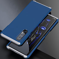 Luxury Aluminum Metal Cover Case for Oppo Reno3 Pro Silver and Blue