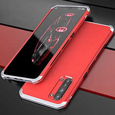 Luxury Aluminum Metal Cover Case for Oppo Reno3 Silver and Red