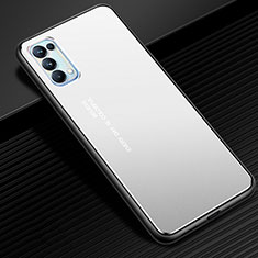 Luxury Aluminum Metal Cover Case for Oppo Reno5 5G Silver