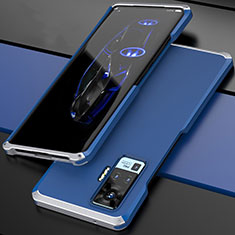 Luxury Aluminum Metal Cover Case for Vivo X51 5G Silver and Blue