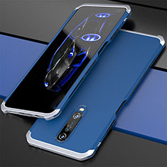 Luxury Aluminum Metal Cover Case for Xiaomi Redmi K30i 5G Silver and Blue