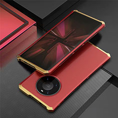 Luxury Aluminum Metal Cover Case T01 for Huawei Mate 40 Pro Gold and Red