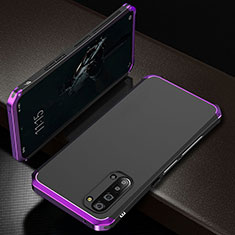 Luxury Aluminum Metal Cover Case T01 for Oppo A91 Purple