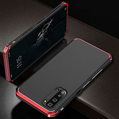 Luxury Aluminum Metal Cover Case T01 for Oppo Find X2 Lite Red and Black