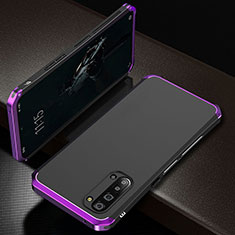 Luxury Aluminum Metal Cover Case T01 for Oppo Reno3 Purple