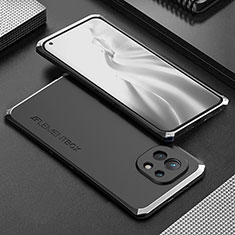 Luxury Aluminum Metal Cover Case T01 for Xiaomi Mi 11 Lite 4G Silver and Black