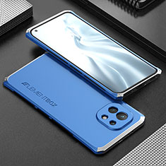Luxury Aluminum Metal Cover Case T01 for Xiaomi Mi 11 Lite 4G Silver and Blue