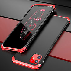 Luxury Aluminum Metal Cover Case T02 for Apple iPhone 11 Red and Black