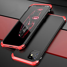Luxury Aluminum Metal Cover Case T02 for Apple iPhone 12 Mini Red and Black