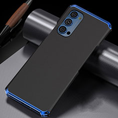 Luxury Aluminum Metal Cover Case T02 for Oppo Reno4 5G Blue and Black