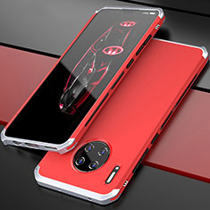 Luxury Aluminum Metal Cover Case T03 for Huawei Mate 30 Pro Silver and Red