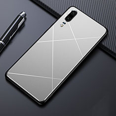 Luxury Aluminum Metal Cover Case T04 for Huawei P20 Silver