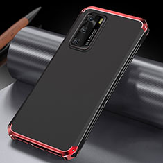 Luxury Aluminum Metal Cover Case T04 for Huawei P40 Red and Black