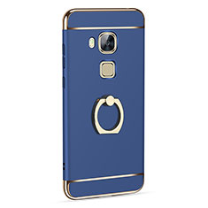 Luxury Aluminum Metal Cover with Finger Ring Stand for Huawei G7 Plus Blue