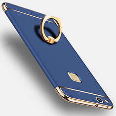 Luxury Aluminum Metal Cover with Finger Ring Stand for Huawei P10 Lite Blue