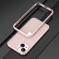 Luxury Aluminum Metal Frame Cover Case A01 for Apple iPhone 14 Plus Rose Gold