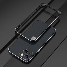 Luxury Aluminum Metal Frame Cover Case A01 for Apple iPhone 14 Plus Silver and Black